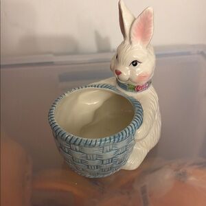 Ceramic Bunny with Blue Basket